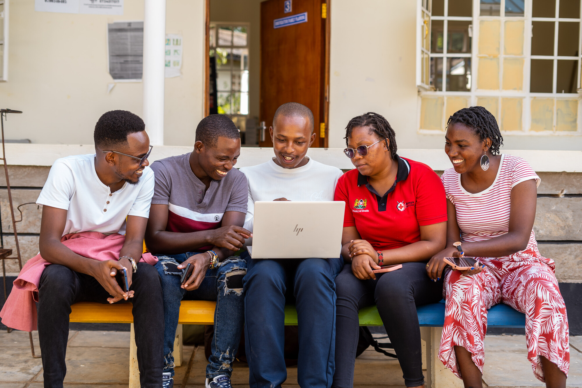 Youth group using laptop