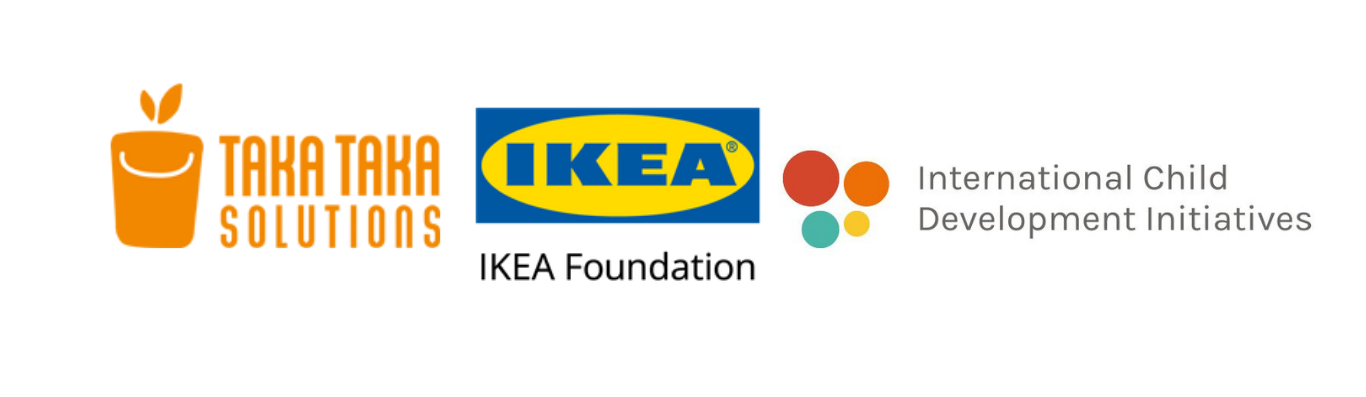 Logos for Taka Taka Solutions, Ikea Foundation and ICDI