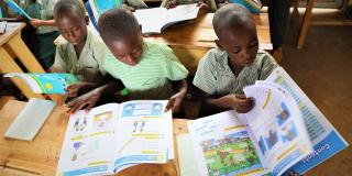 Children reading in class