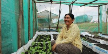 Former fisherwoman with her floating vegetable garden