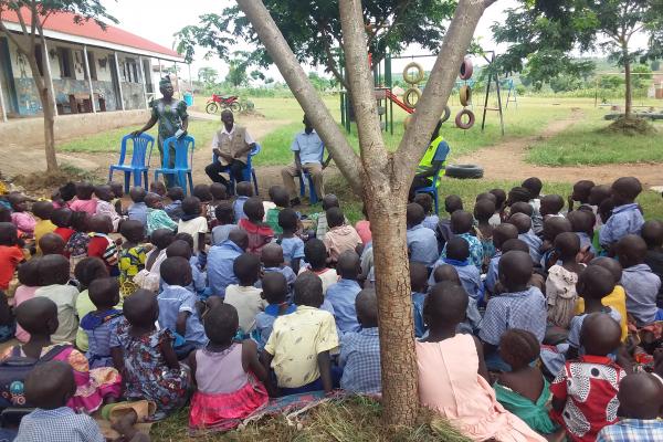 Children at the BidiBidi refugee settlement